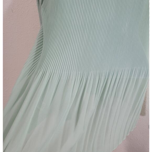 Eyeshadow Mint Green Slub Knit Button Up Shirt L Sheer Back Panel Long Sleeves - Picture 3 of 5